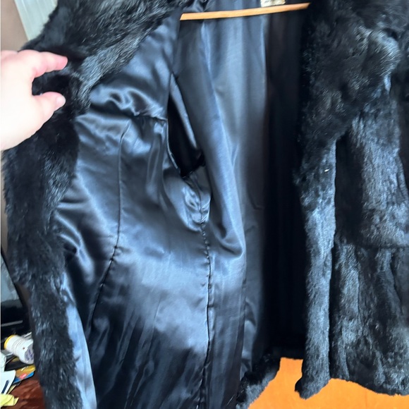 90s vintage Elegant Black Rabbit Fur Teddy Jacket - Picture 6 of 7